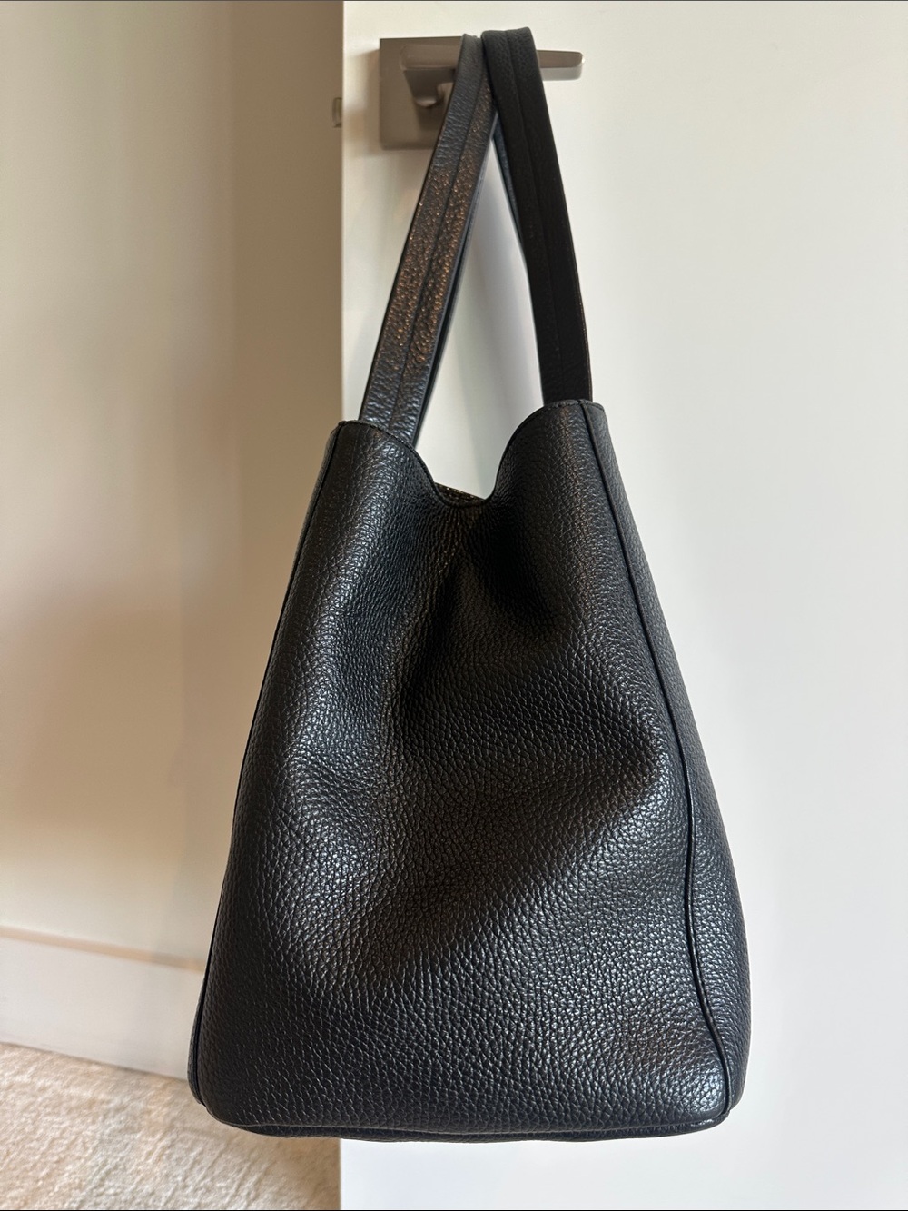 Valentino Black Pebbled Leather Tote with Tassel and Embossed V - Picture 5 of 7
